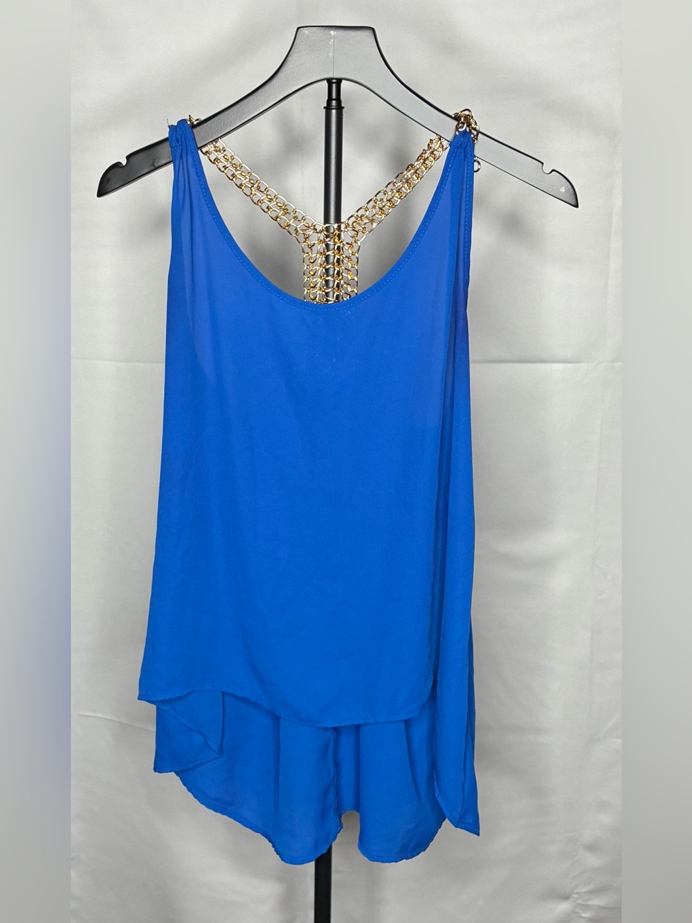 Gold Chain-Back Royal Blue Women's Tank Top